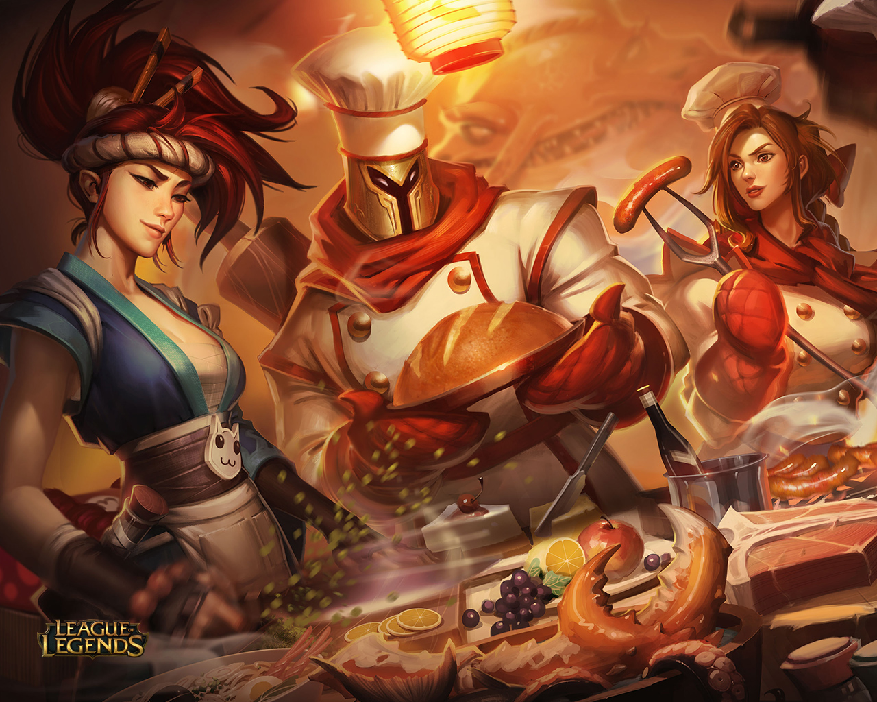 Champion Aktualisierung Akali Die Rebellische Assassine Red haired female anime character wearing oni mask holding gold spear digital wallpaper. champion aktualisierung akali die